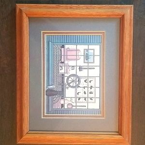 Antique Farm House Dipiction of a "living room." e